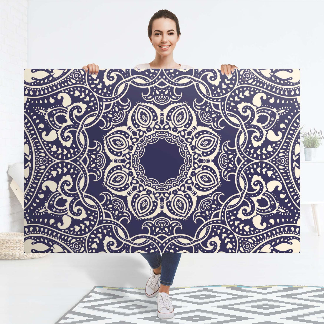 Selbstklebender Folienbogen Blue Mandala - Größe: 150x100 cm