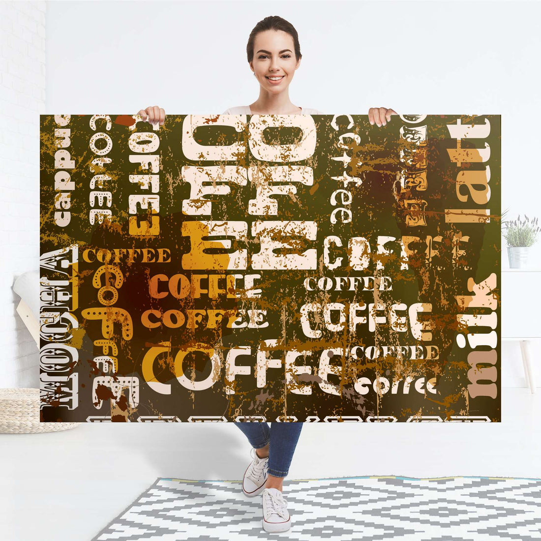 Selbstklebender Folienbogen Coffee Typo - Größe: 150x100 cm