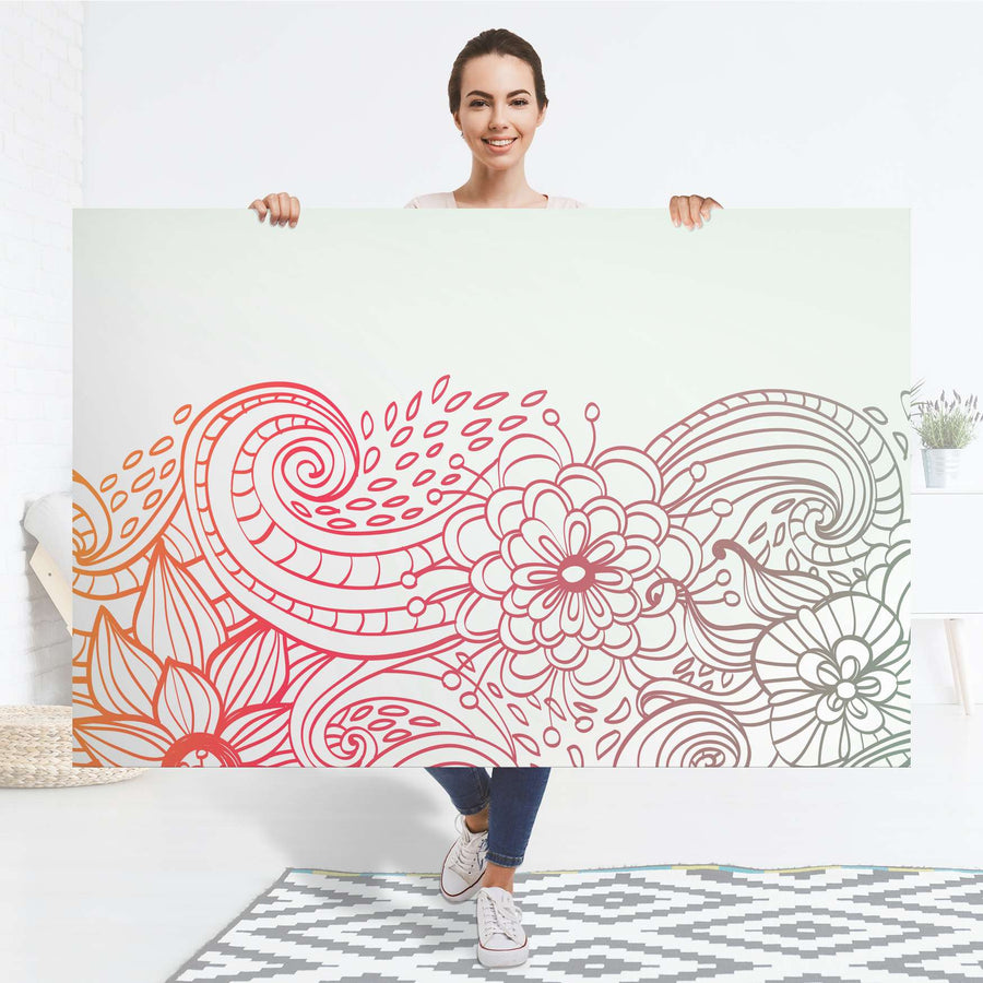 Selbstklebender Folienbogen Floral Doodle - Größe: 150x100 cm
