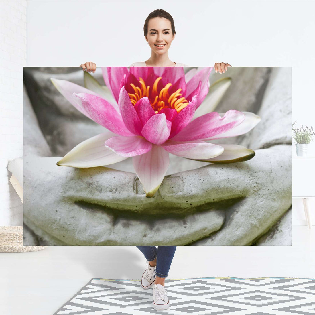 Selbstklebender Folienbogen Flower Buddha - Größe: 150x100 cm