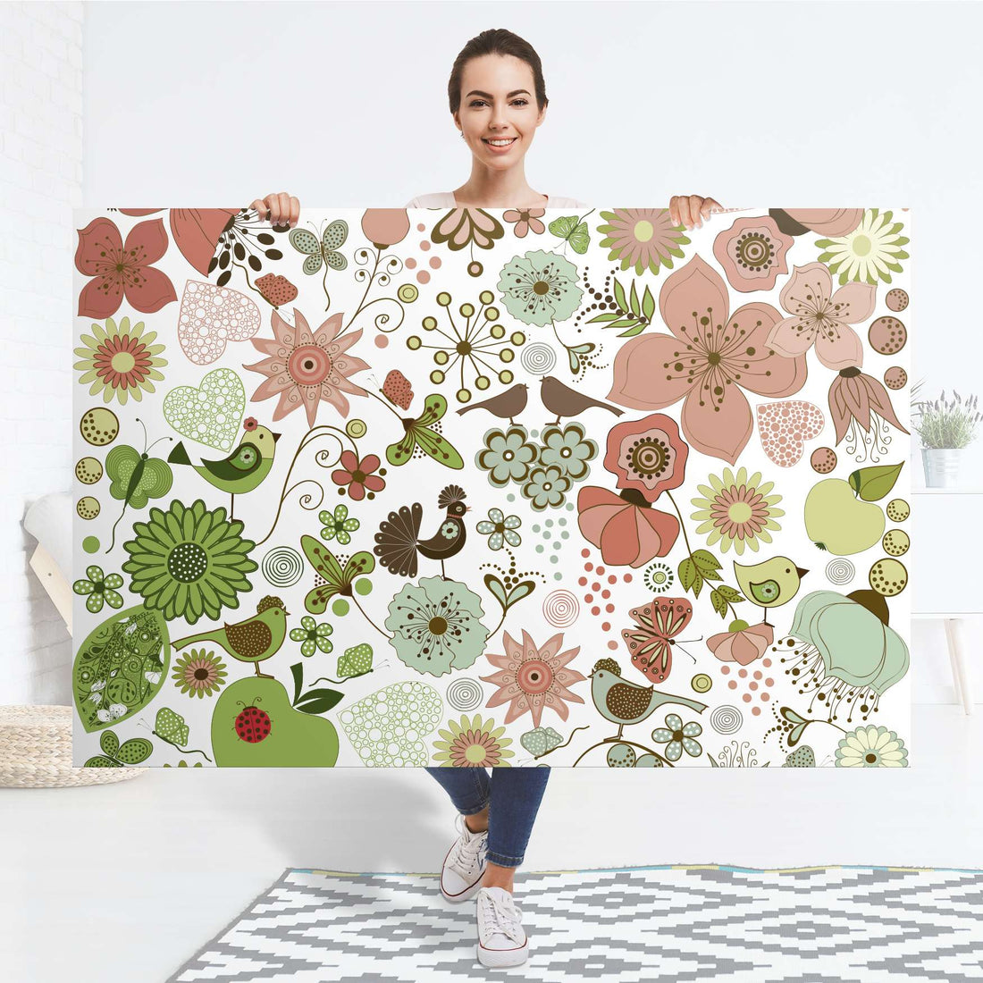 Selbstklebender Folienbogen Flower Pattern - Größe: 150x100 cm