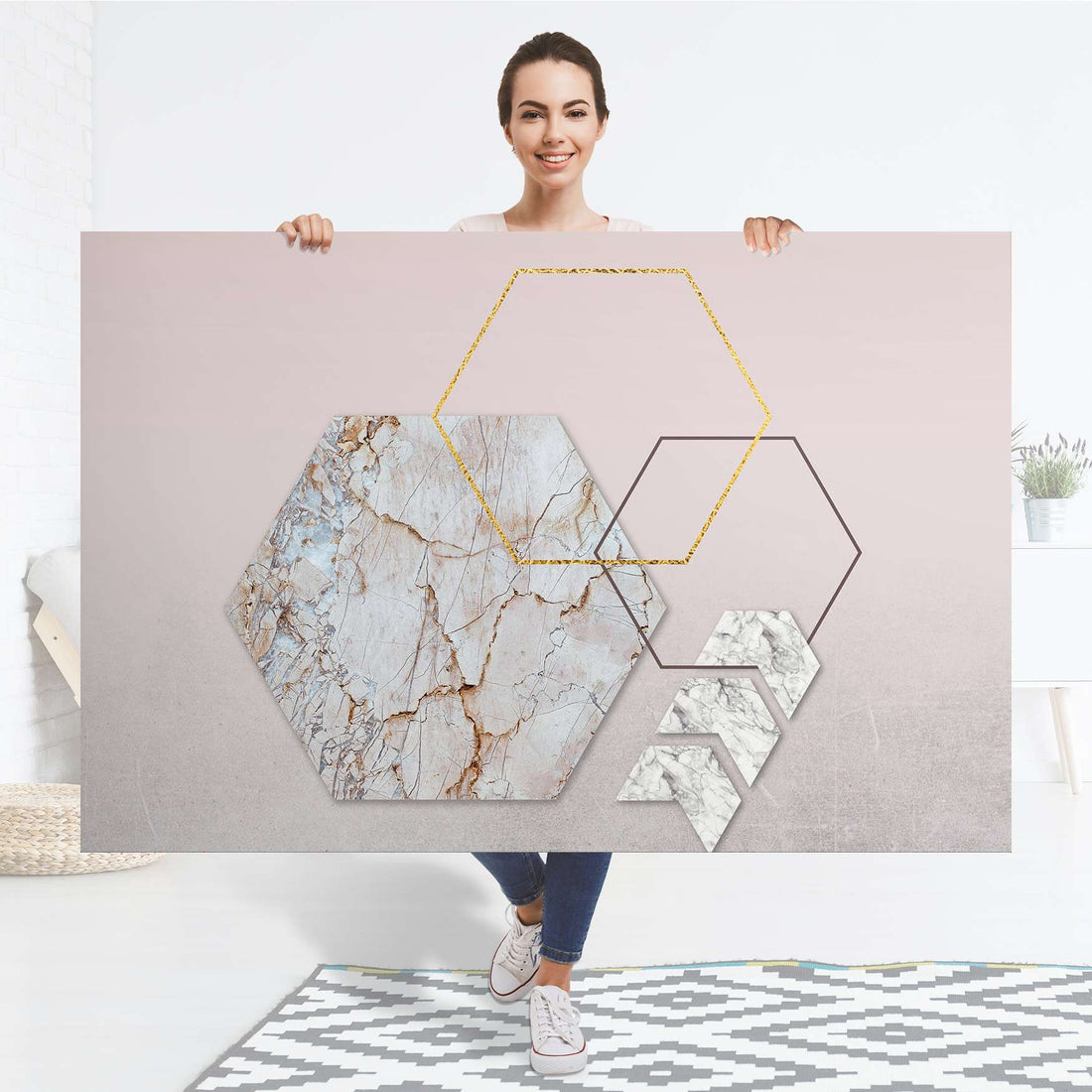 Selbstklebender Folienbogen Hexagon - Größe: 150x100 cm