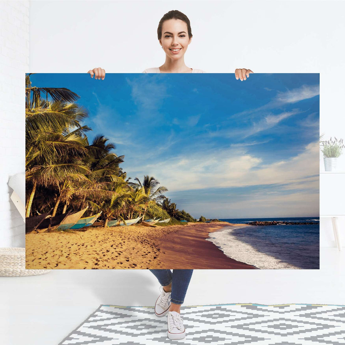 Selbstklebender Folienbogen Longboat Beach - Größe: 150x100 cm