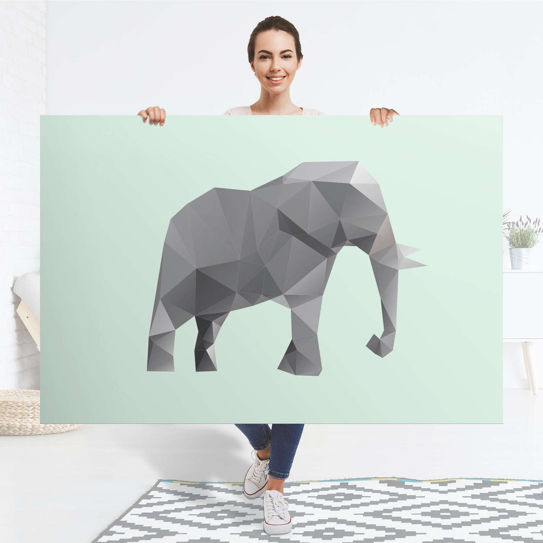 Selbstklebender Folienbogen Origami Elephant - Größe: 150x100 cm