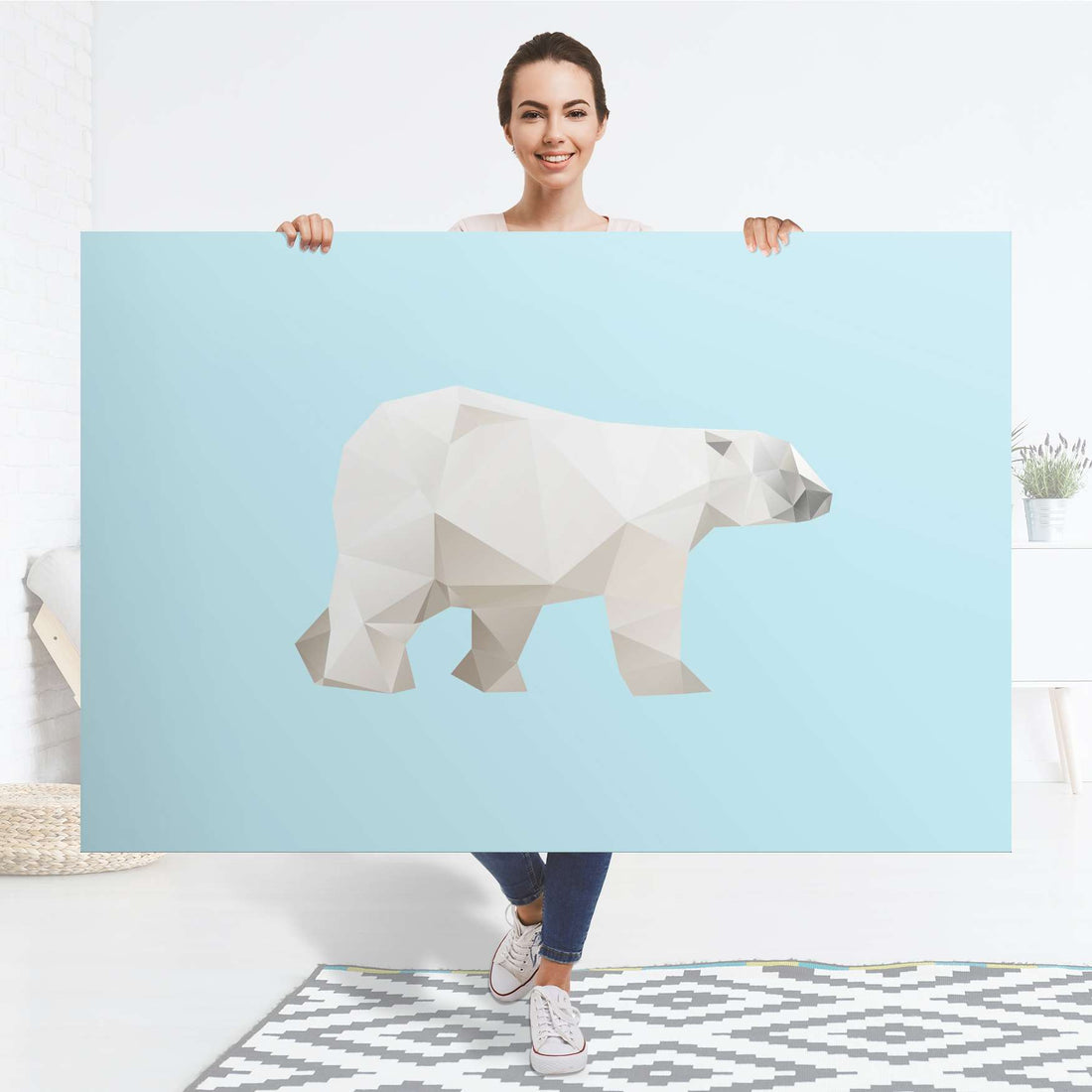 Selbstklebender Folienbogen Origami Polar Bear - Größe: 150x100 cm