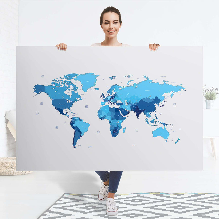 Selbstklebender Folienbogen Politische Weltkarte - Größe: 150x100 cm