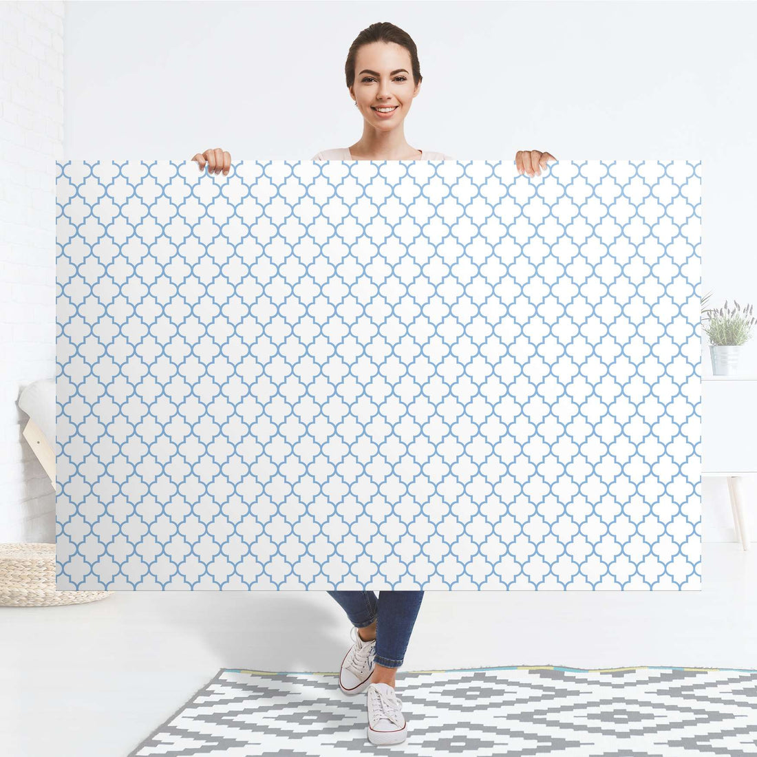Selbstklebender Folienbogen Retro Pattern - Blau - Größe: 150x100 cm
