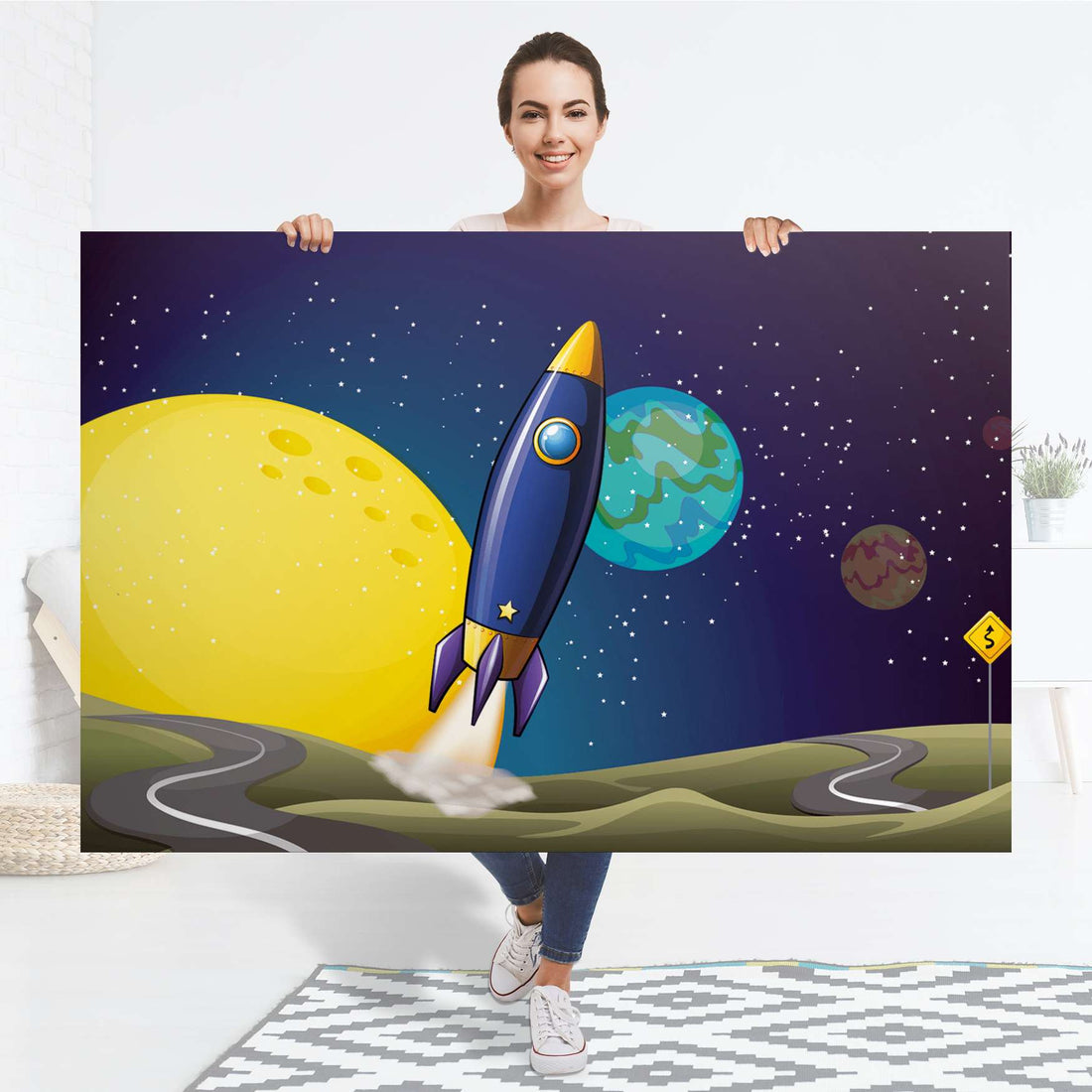 Selbstklebender Folienbogen Space Rocket - Größe: 150x100 cm
