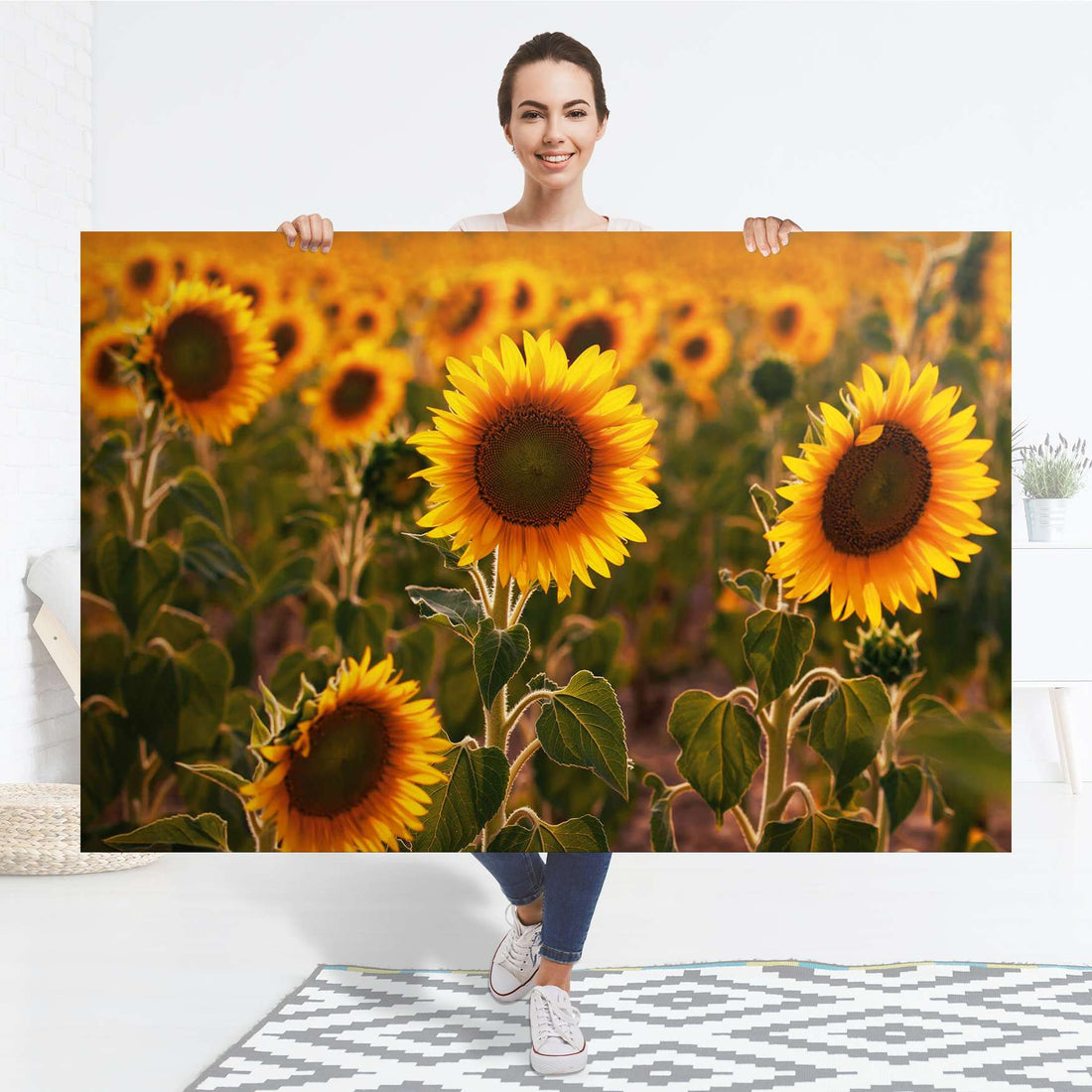 Selbstklebender Folienbogen Sunflowers - Größe: 150x100 cm