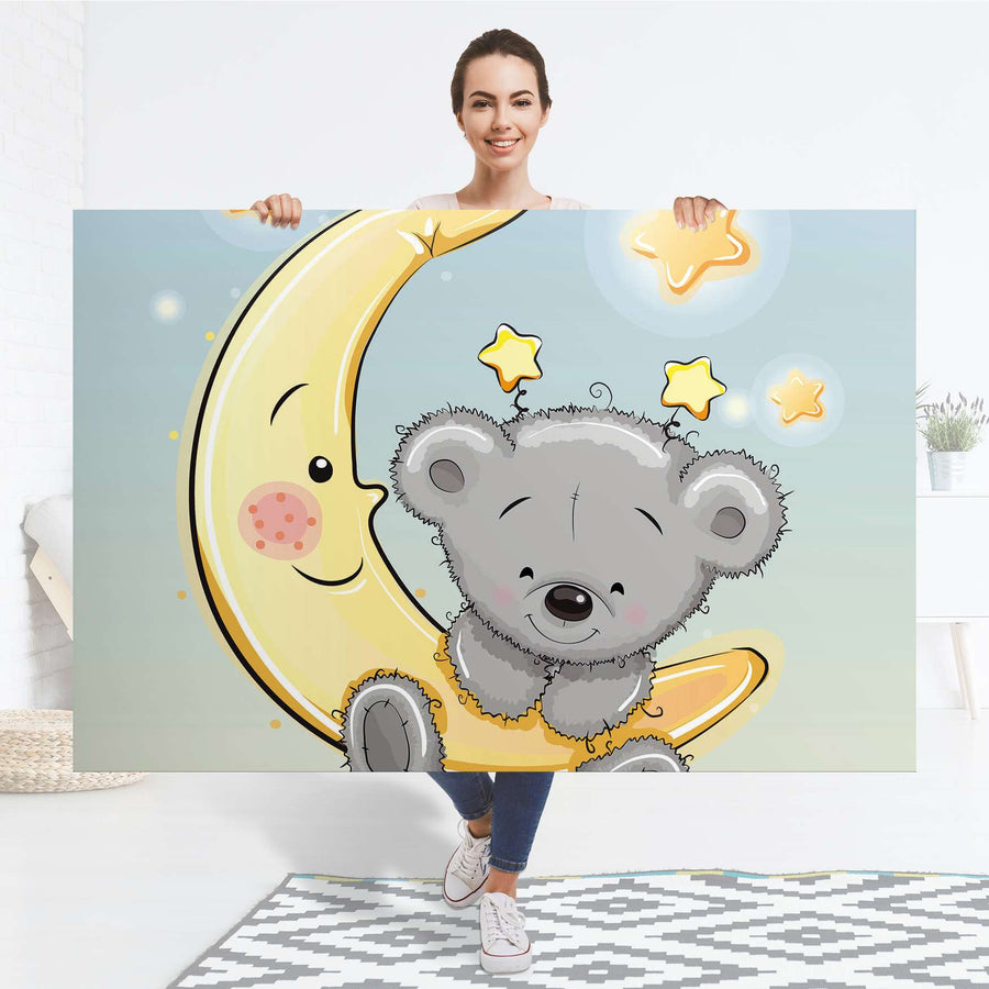 Selbstklebender Folienbogen Teddy und Mond - Größe: 150x100 cm