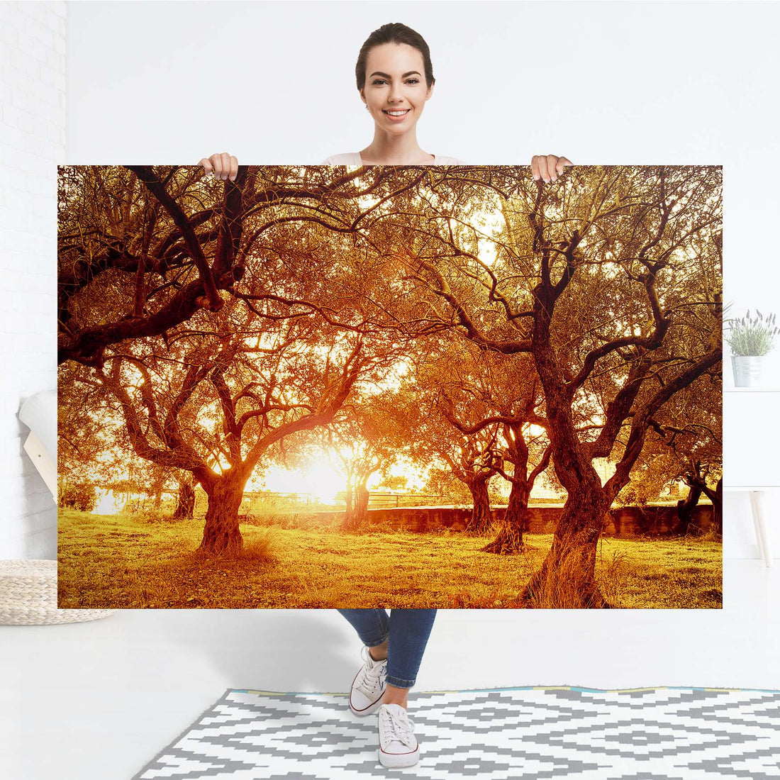Selbstklebender Folienbogen Tree Sunlight - Größe: 150x100 cm