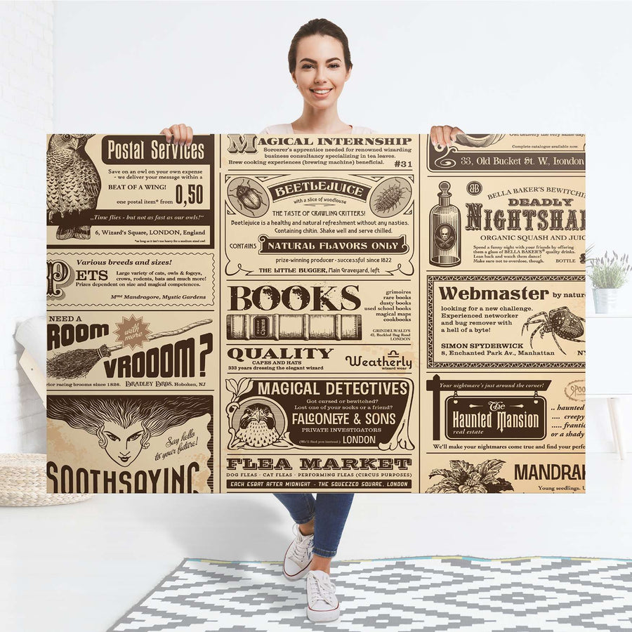 Selbstklebender Folienbogen Vintage Newspaper - Größe: 150x100 cm