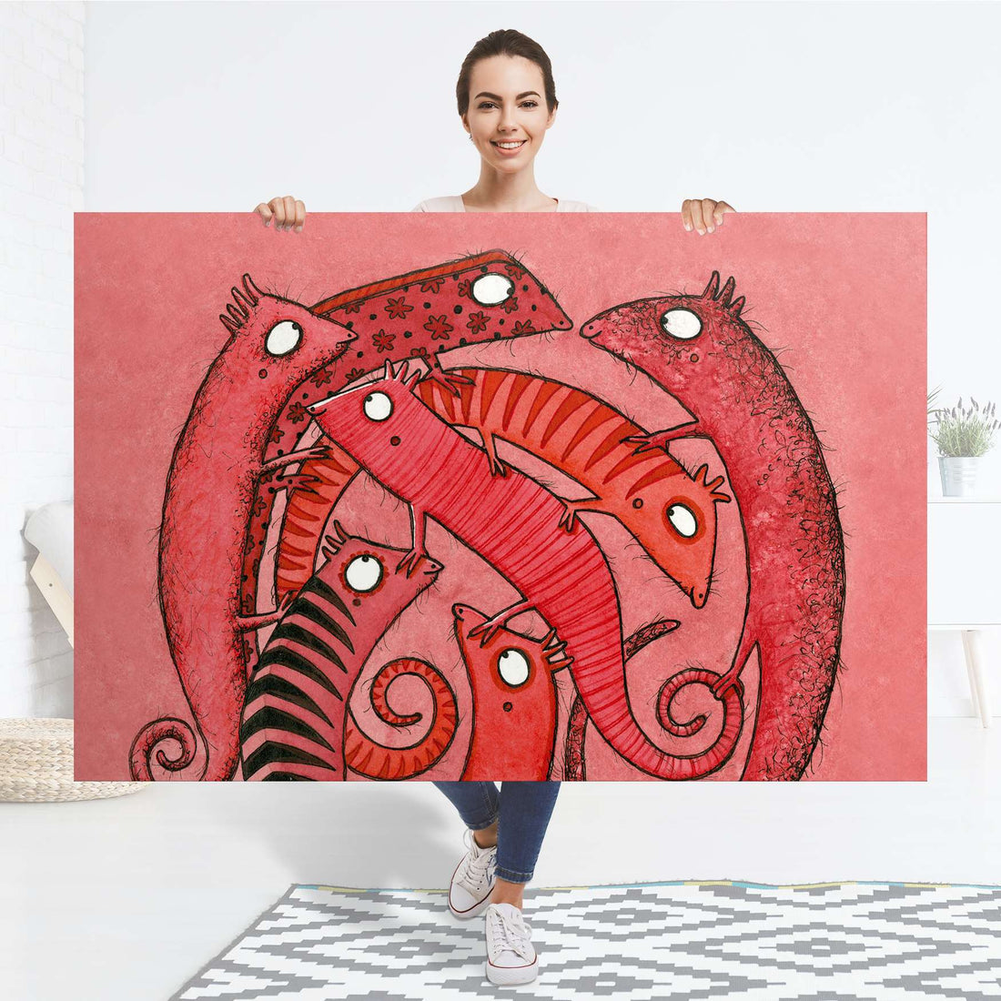 Selbstklebender Folienbogen Wer mit wem - Größe: 150x100 cm