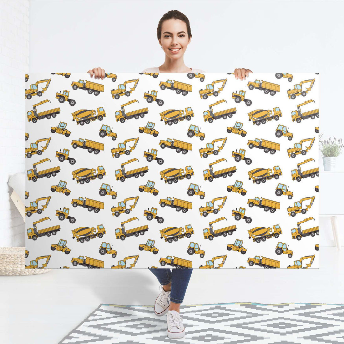 Selbstklebender Folienbogen Working Cars - Größe: 150x100 cm