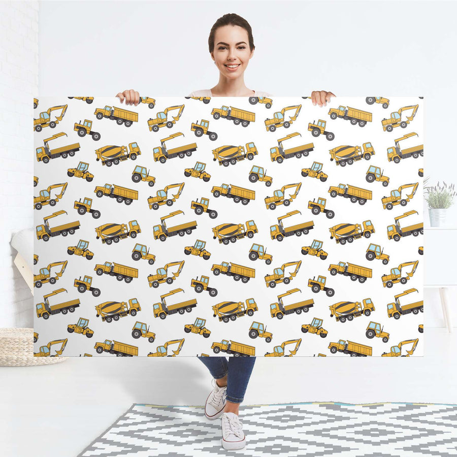 Selbstklebender Folienbogen Working Cars - Größe: 150x100 cm