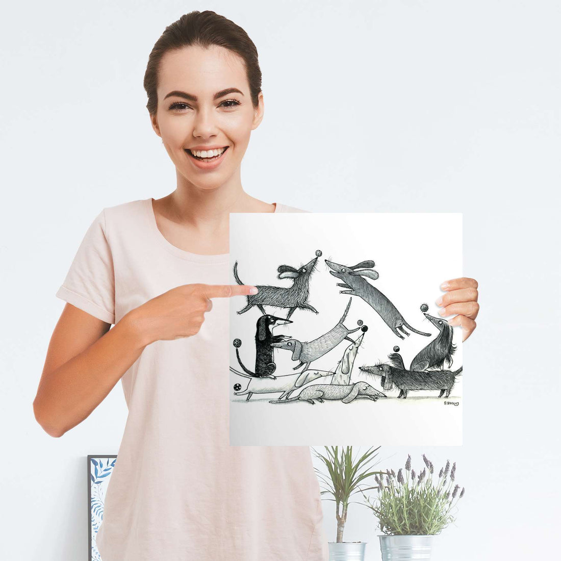 Selbstklebender Folienbogen Akrobaten Dackel - Größe: 30x30 cm