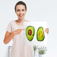 Selbstklebender Folienbogen Avocado halb und halb - Größe: 30x30 cm