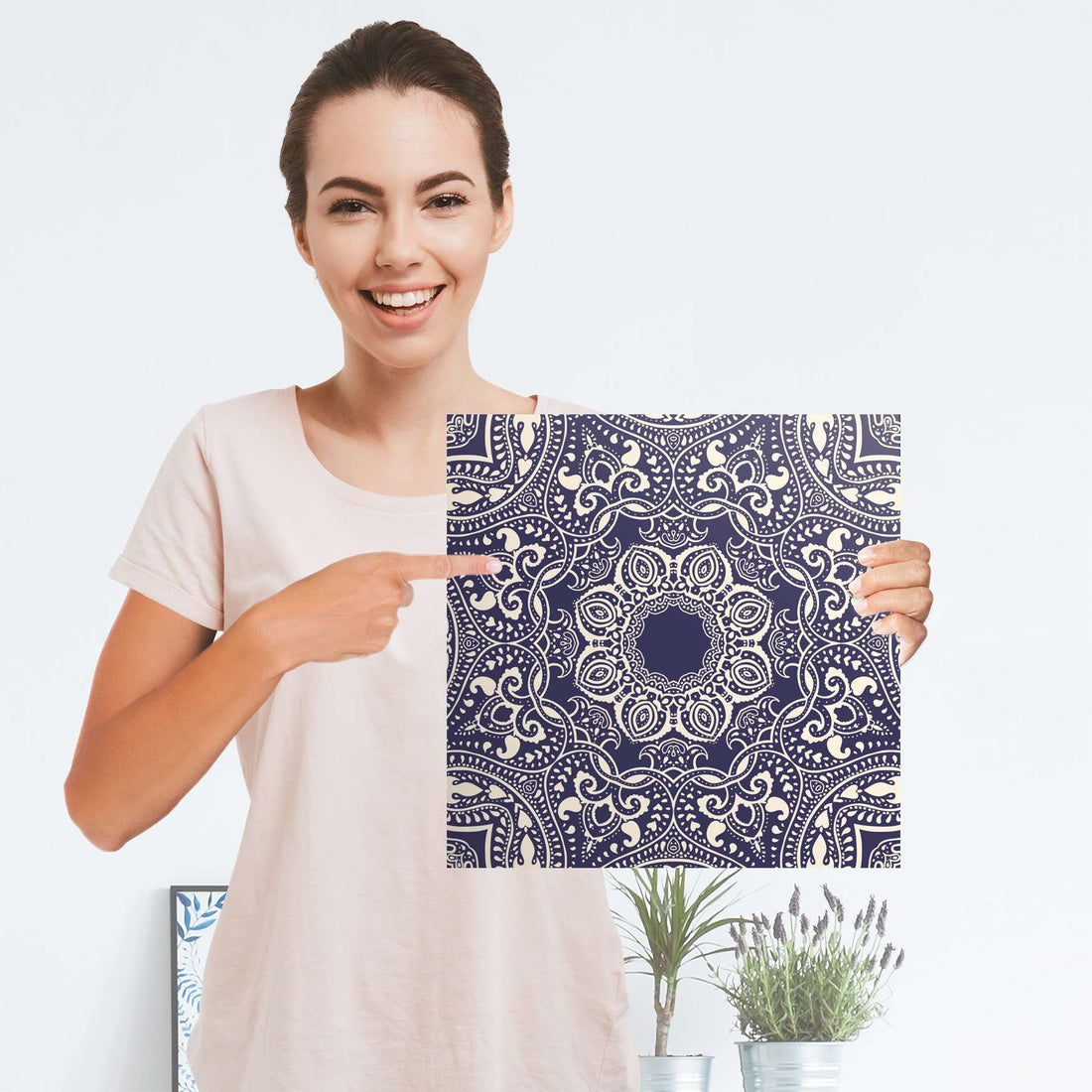 Selbstklebender Folienbogen Blue Mandala - Größe: 30x30 cm