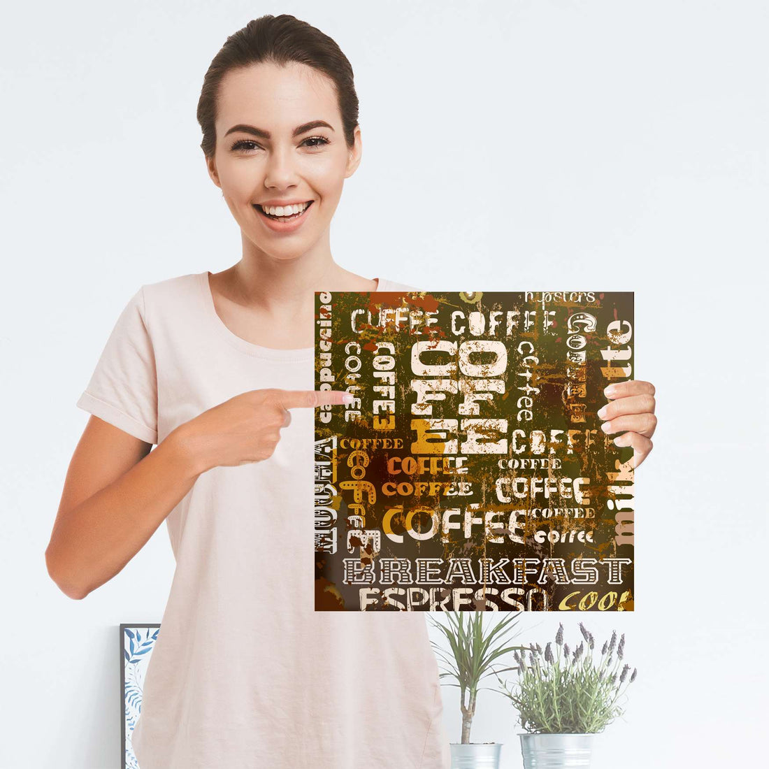 Selbstklebender Folienbogen Coffee Typo - Größe: 30x30 cm