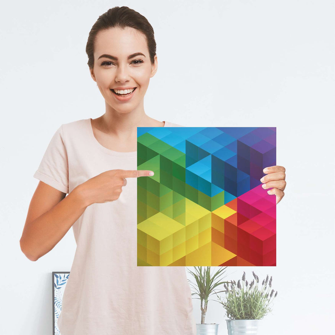 Selbstklebender Folienbogen Colored Cubes - Größe: 30x30 cm