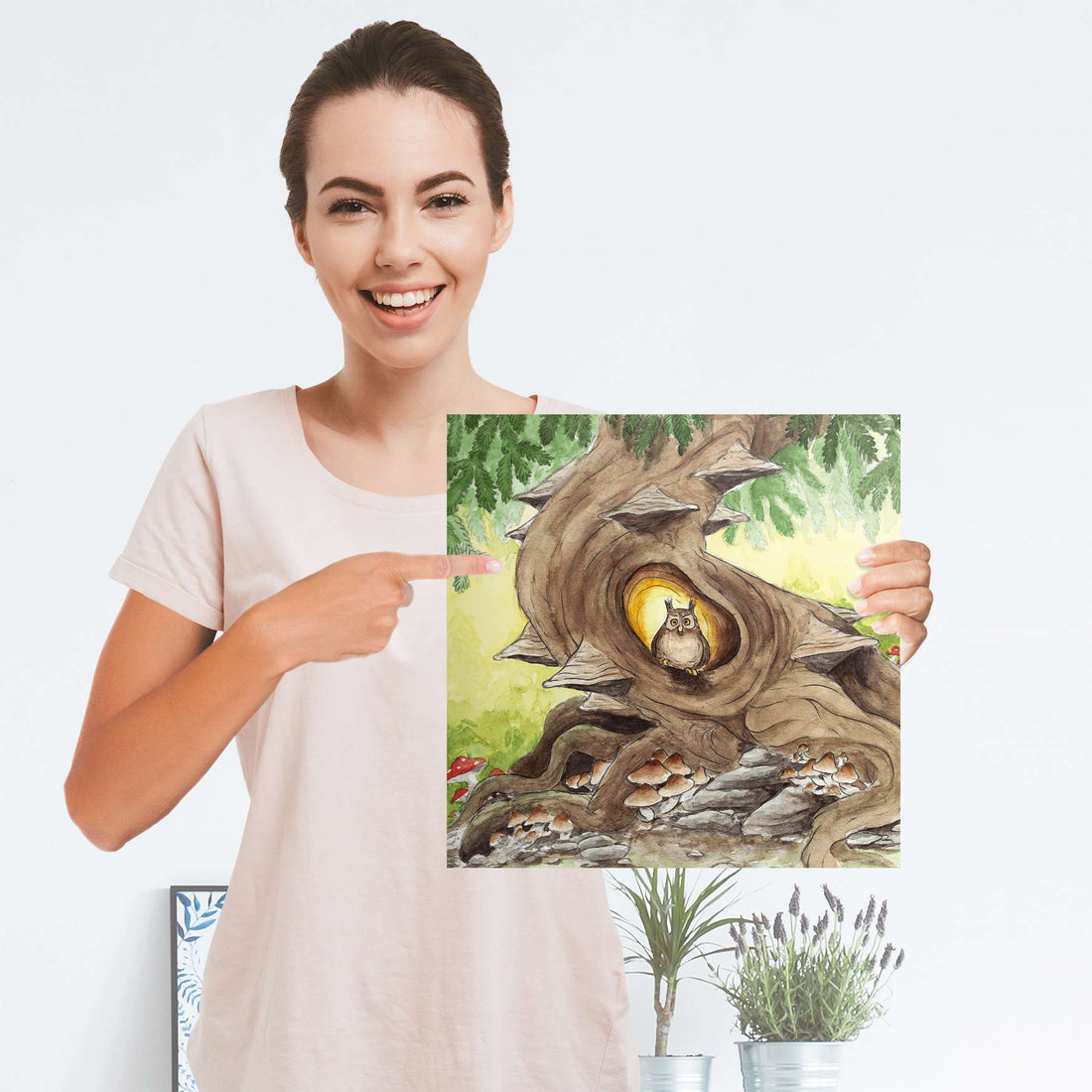 Selbstklebender Folienbogen Eulenbaum - Größe: 30x30 cm