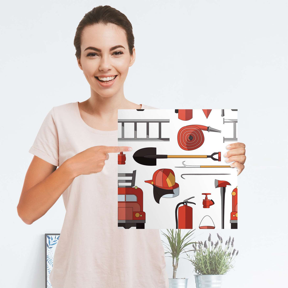 Selbstklebender Folienbogen Firefighter - Größe: 30x30 cm