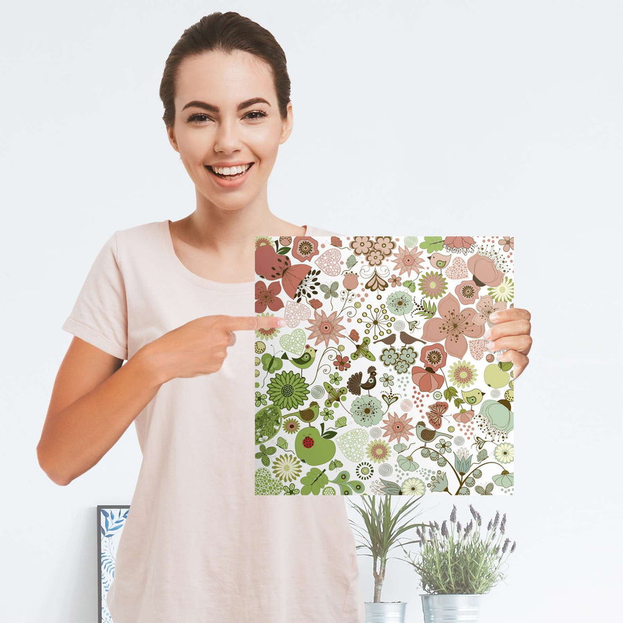 Selbstklebender Folienbogen Flower Pattern - Größe: 30x30 cm