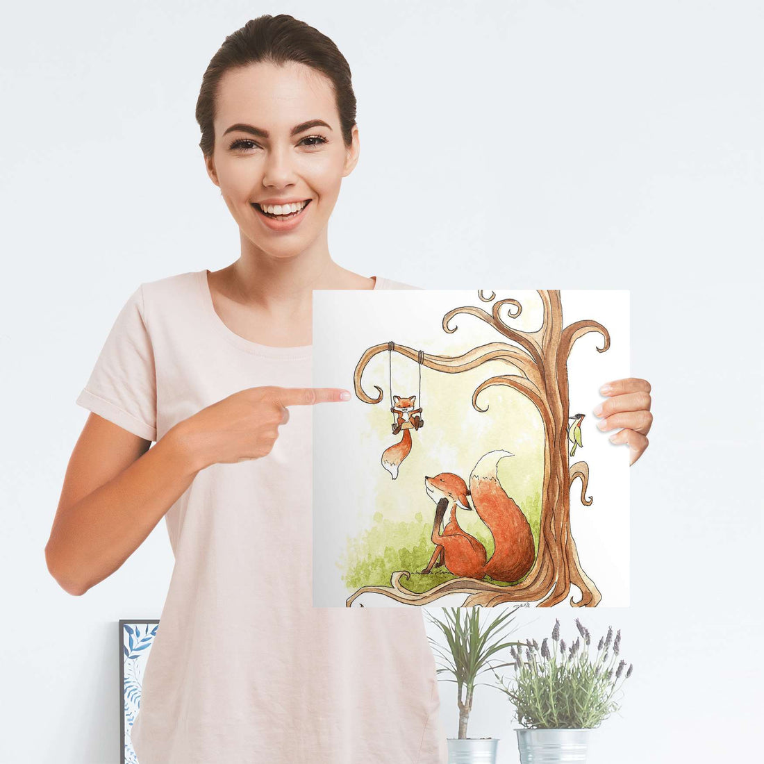 Selbstklebender Folienbogen Füchse - Größe: 30x30 cm