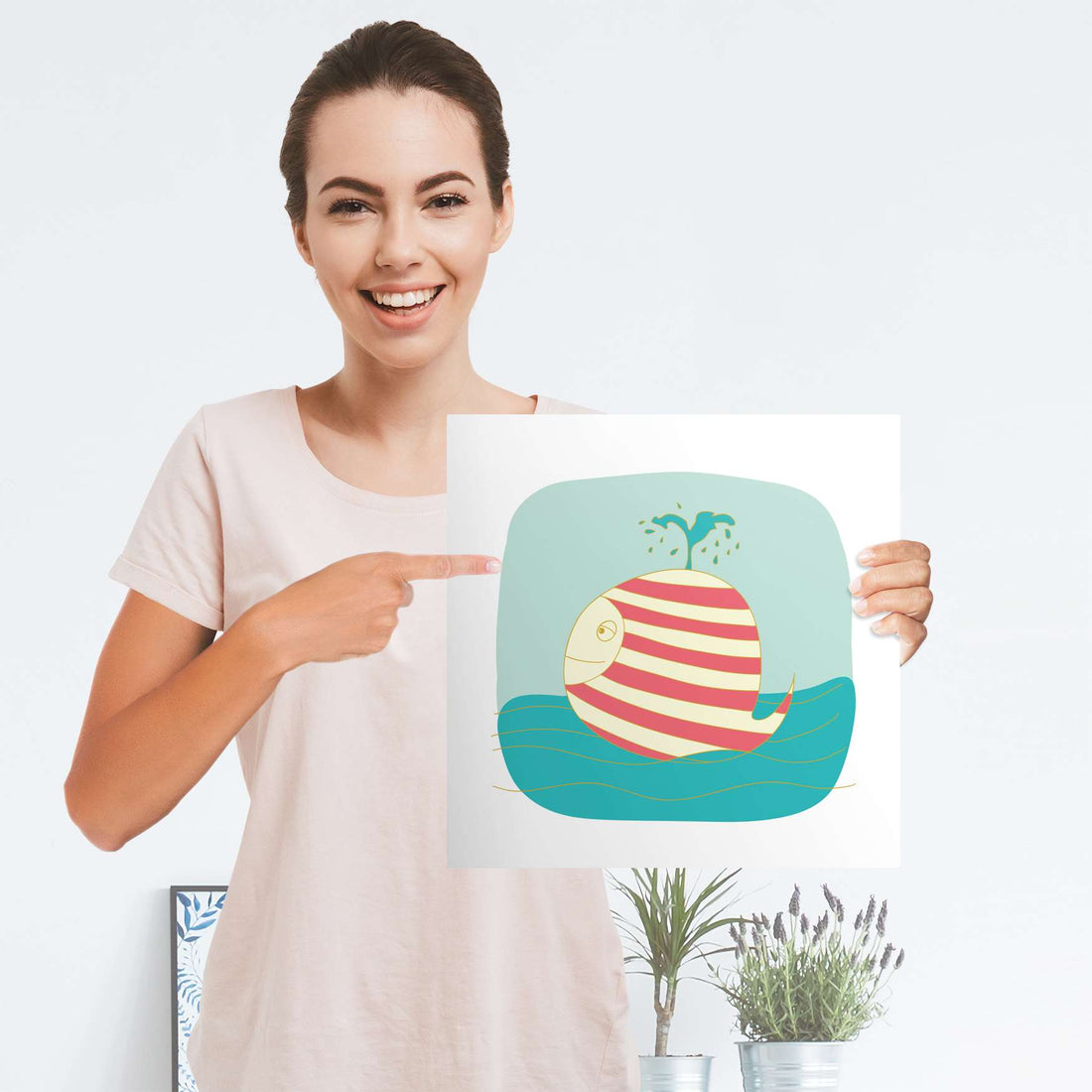 Selbstklebender Folienbogen Funny Wale - Größe: 30x30 cm