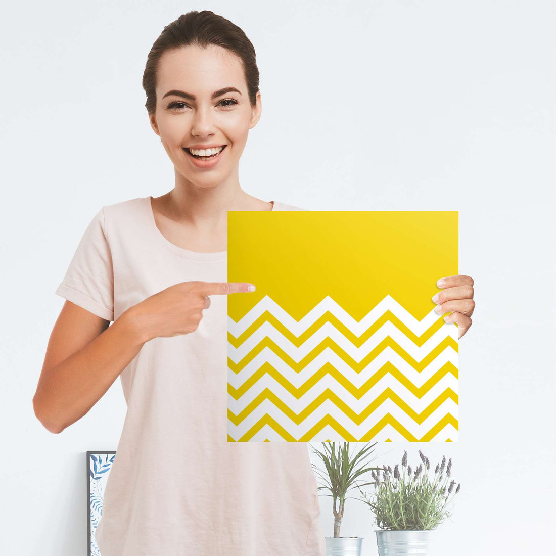 Selbstklebender Folienbogen Gelbe Zacken - Größe: 30x30 cm