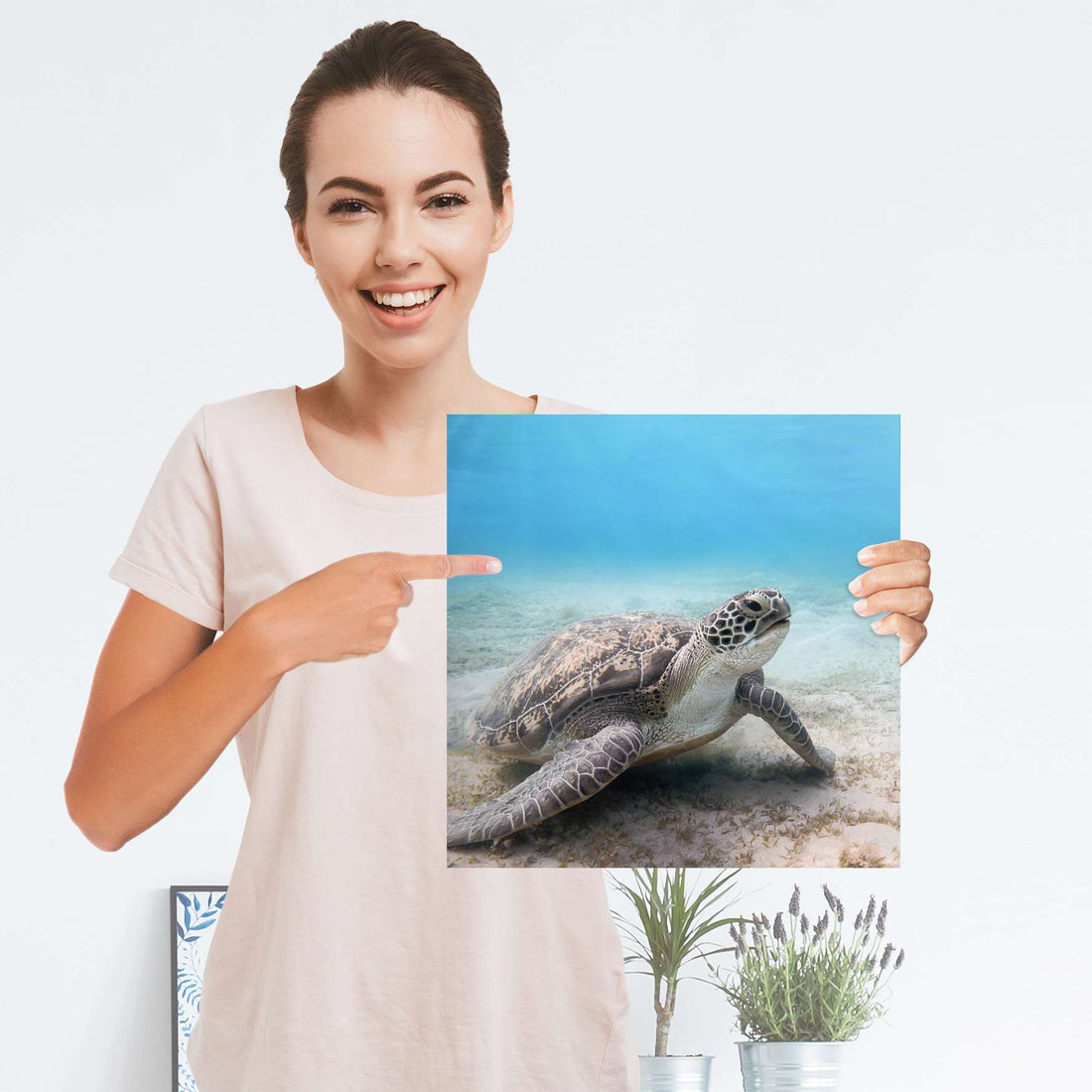 Selbstklebender Folienbogen Green Sea Turtle - Größe: 30x30 cm