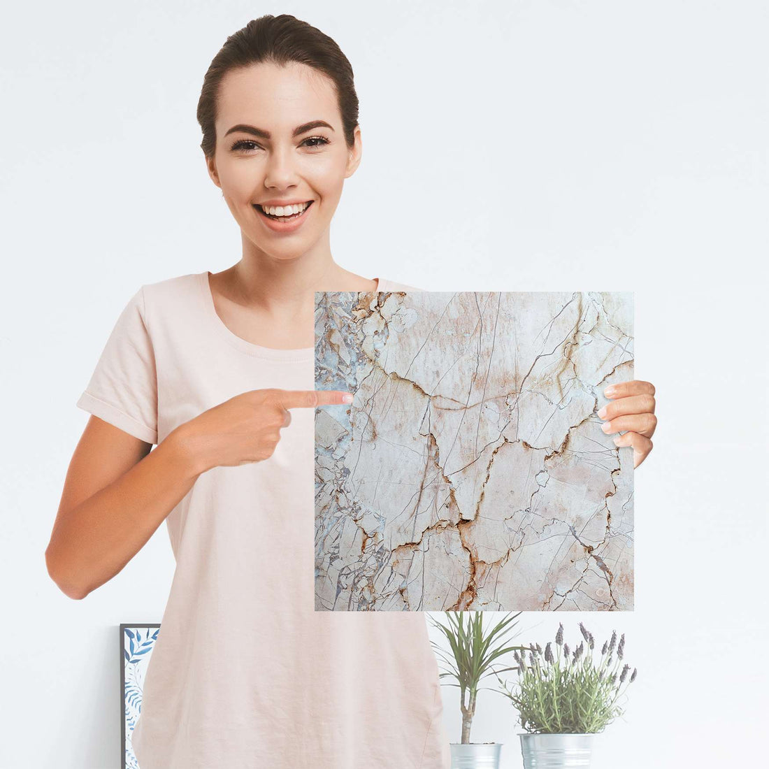 Selbstklebender Folienbogen Marmor rosa - Größe: 30x30 cm