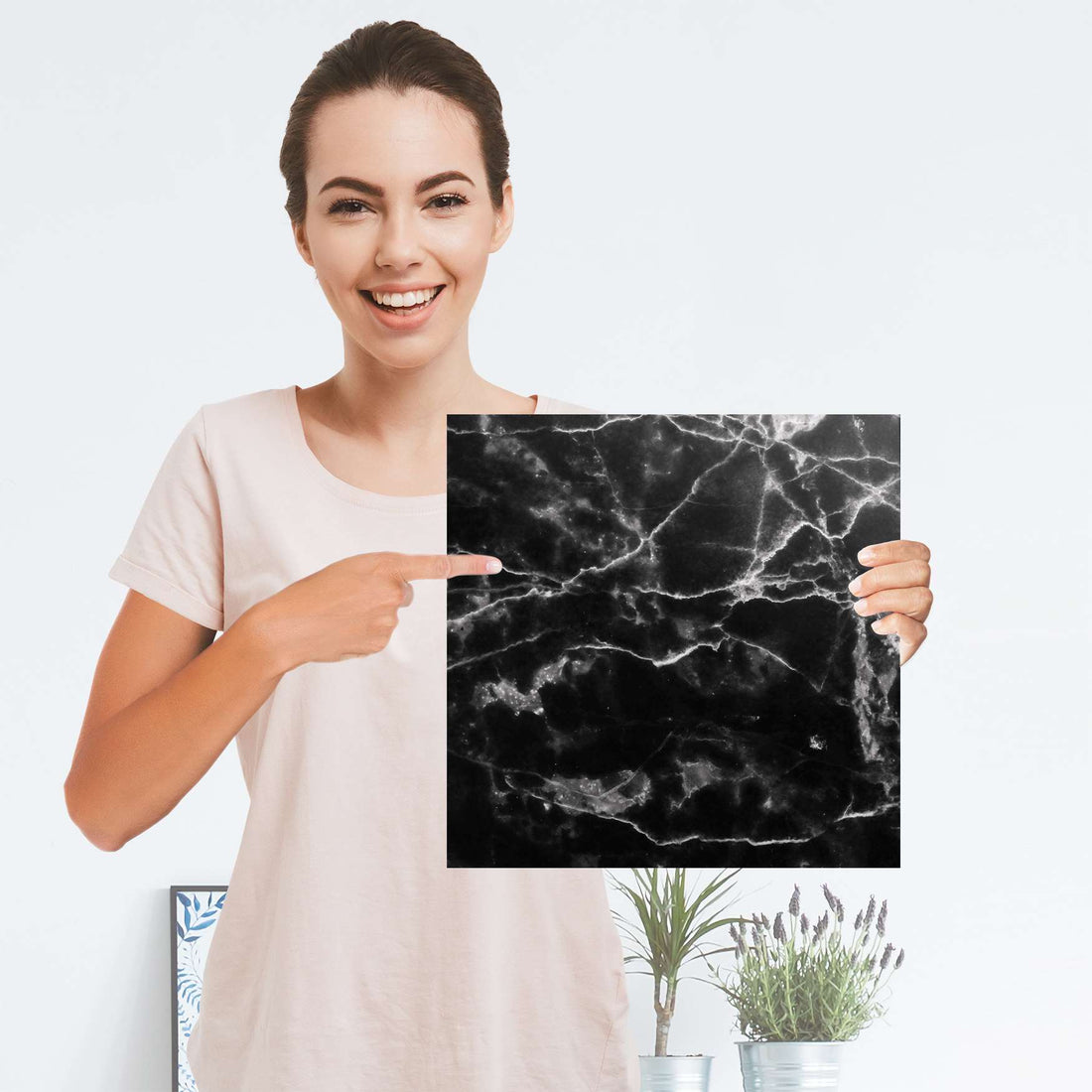 Selbstklebender Folienbogen Marmor schwarz - Größe: 30x30 cm