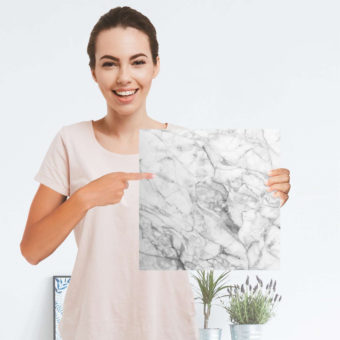 Selbstklebender Folienbogen Marmor weiß - Größe: 30x30 cm
