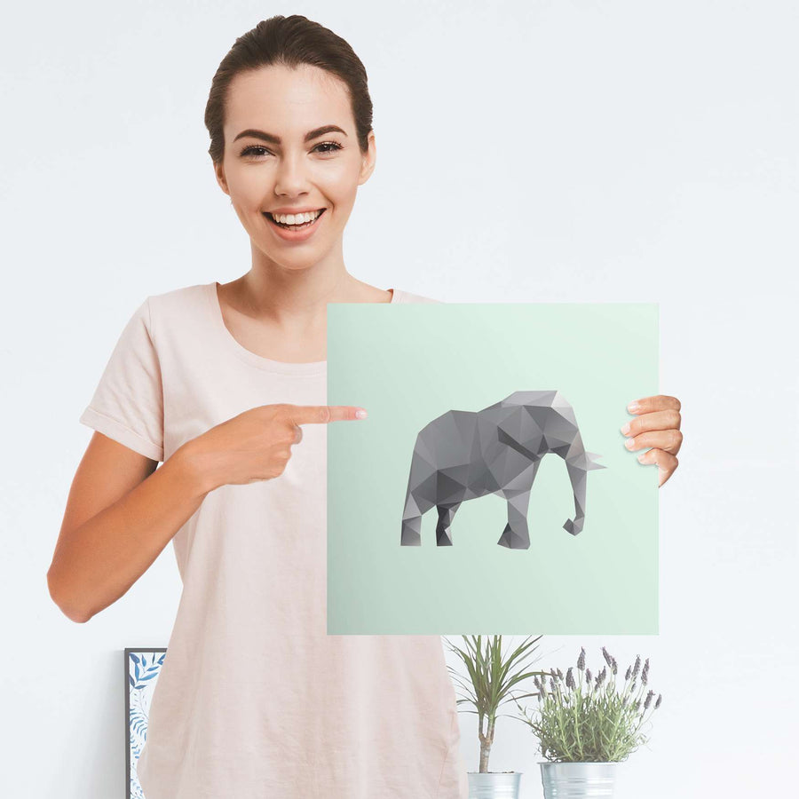 Selbstklebender Folienbogen Origami Elephant - Größe: 30x30 cm