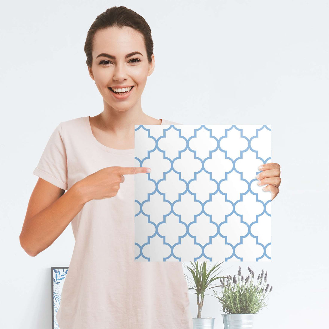 Selbstklebender Folienbogen Retro Pattern - Blau - Größe: 30x30 cm