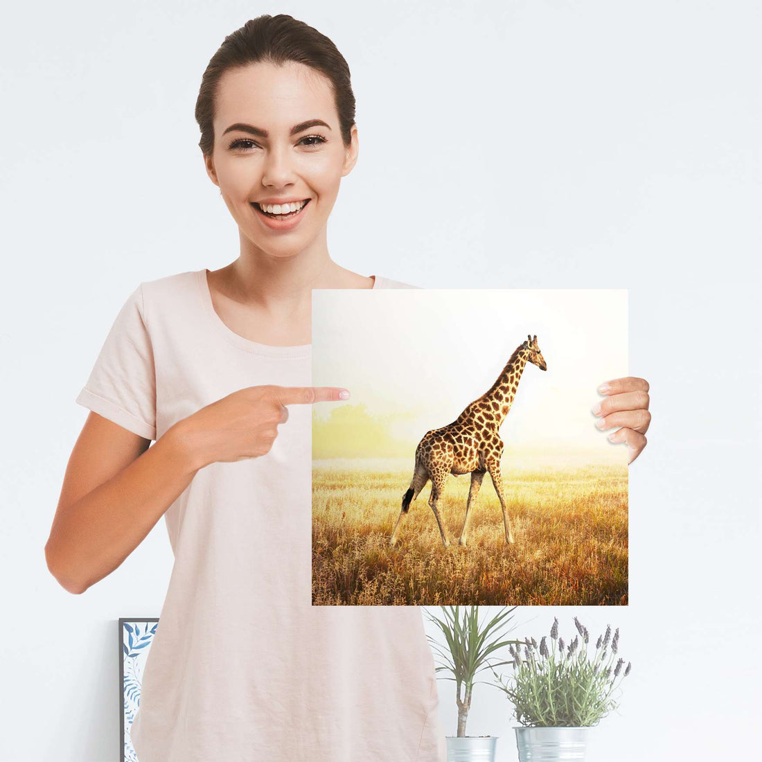 Selbstklebender Folienbogen Savanna Giraffe - Größe: 30x30 cm