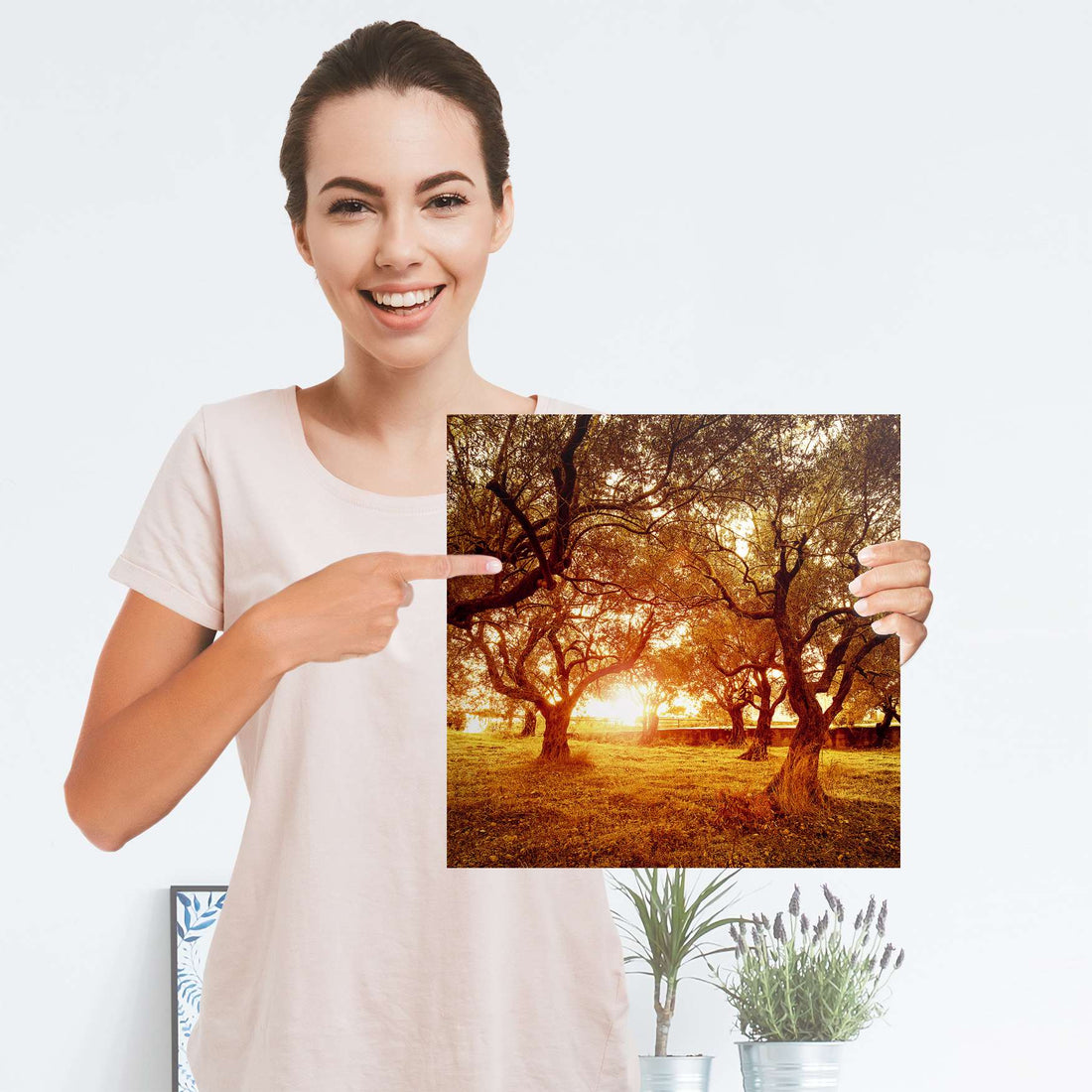 Selbstklebender Folienbogen Tree Sunlight - Größe: 30x30 cm