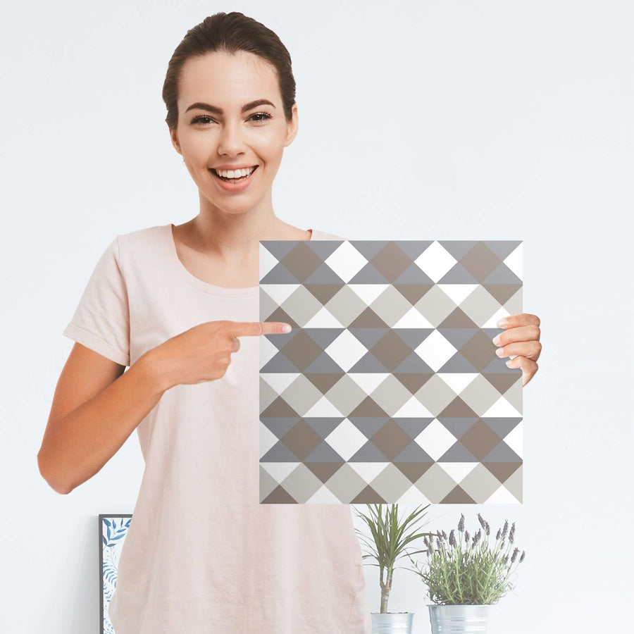 Selbstklebender Folienbogen Triangle Pattern - Grau - Größe: 30x30 cm
