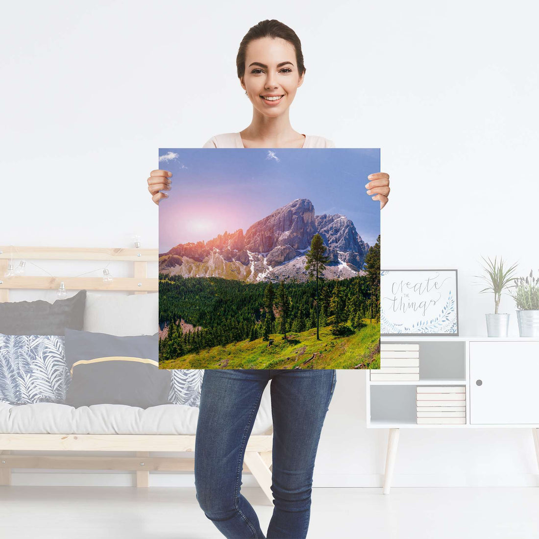 Selbstklebender Folienbogen Alpenblick - Größe: 60x60 cm