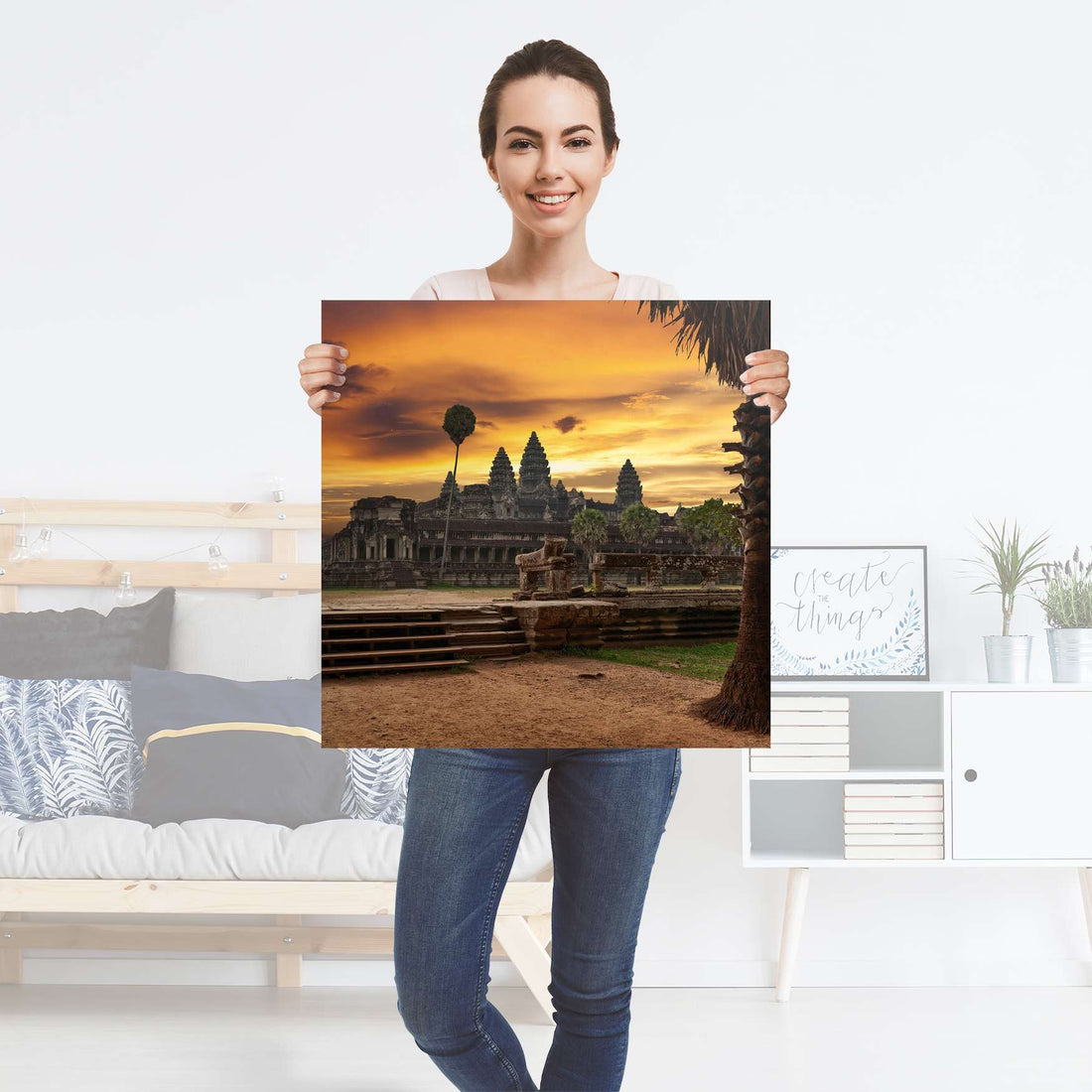 Selbstklebender Folienbogen Angkor Wat - Größe: 60x60 cm