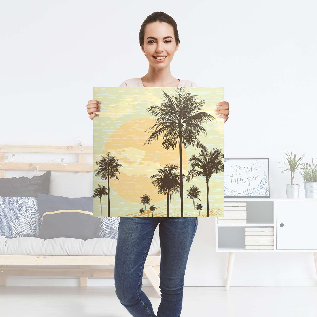 Selbstklebender Folienbogen Beach Palms - Größe: 60x60 cm