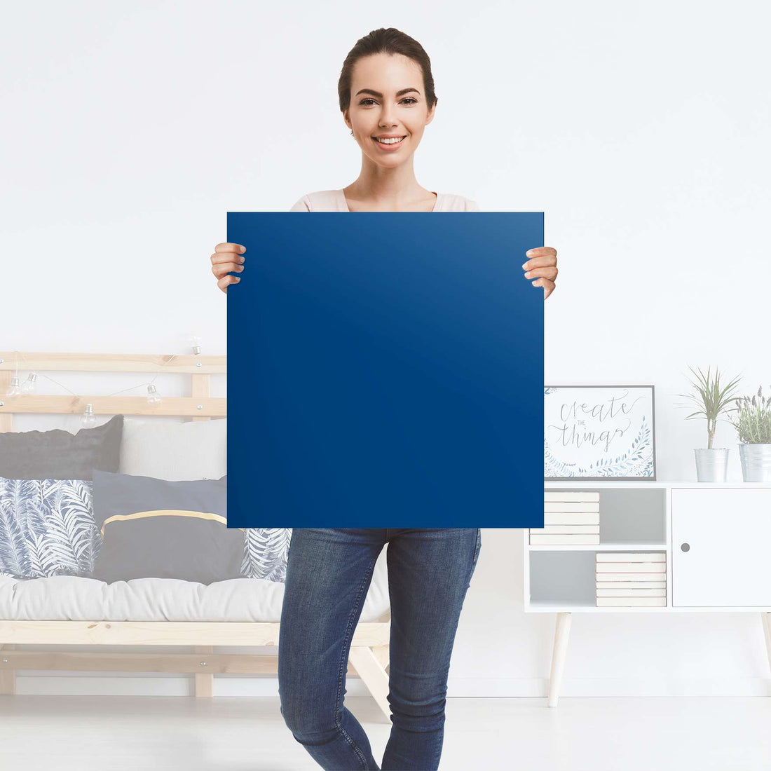 Selbstklebender Folienbogen Blau Dark - Größe: 60x60 cm