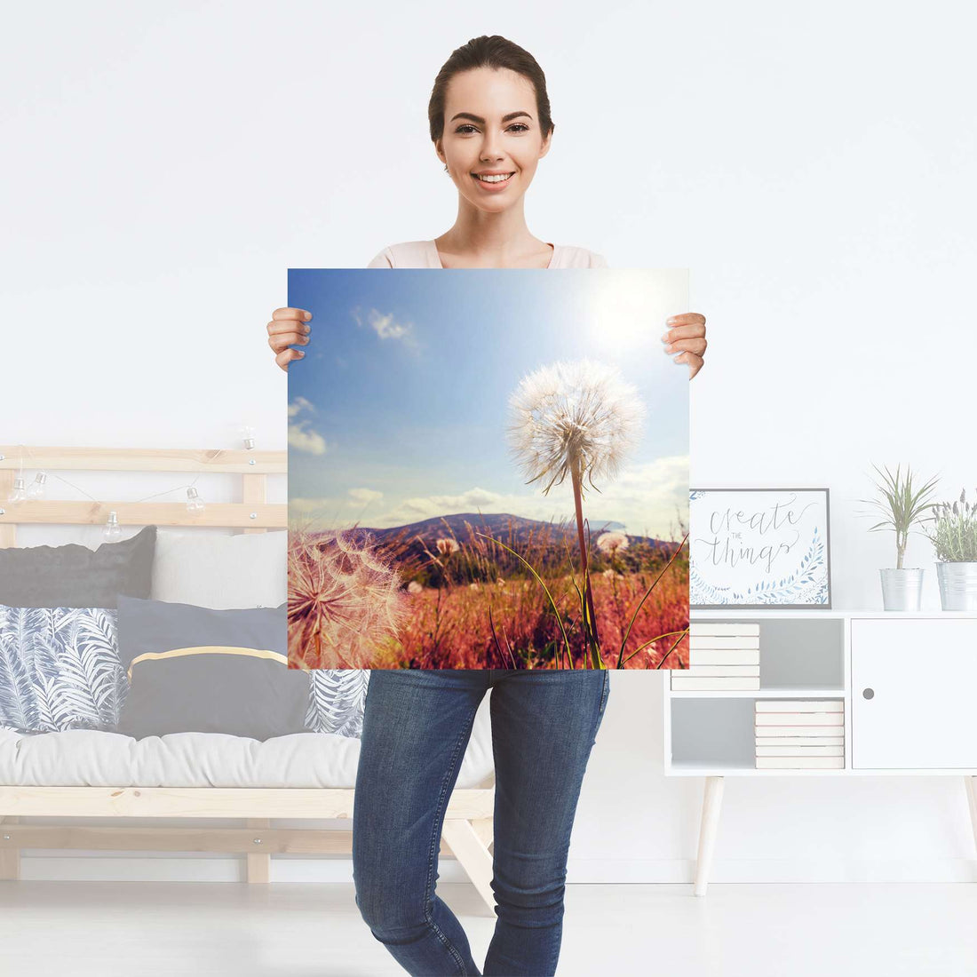 Selbstklebender Folienbogen Dandelion - Größe: 60x60 cm