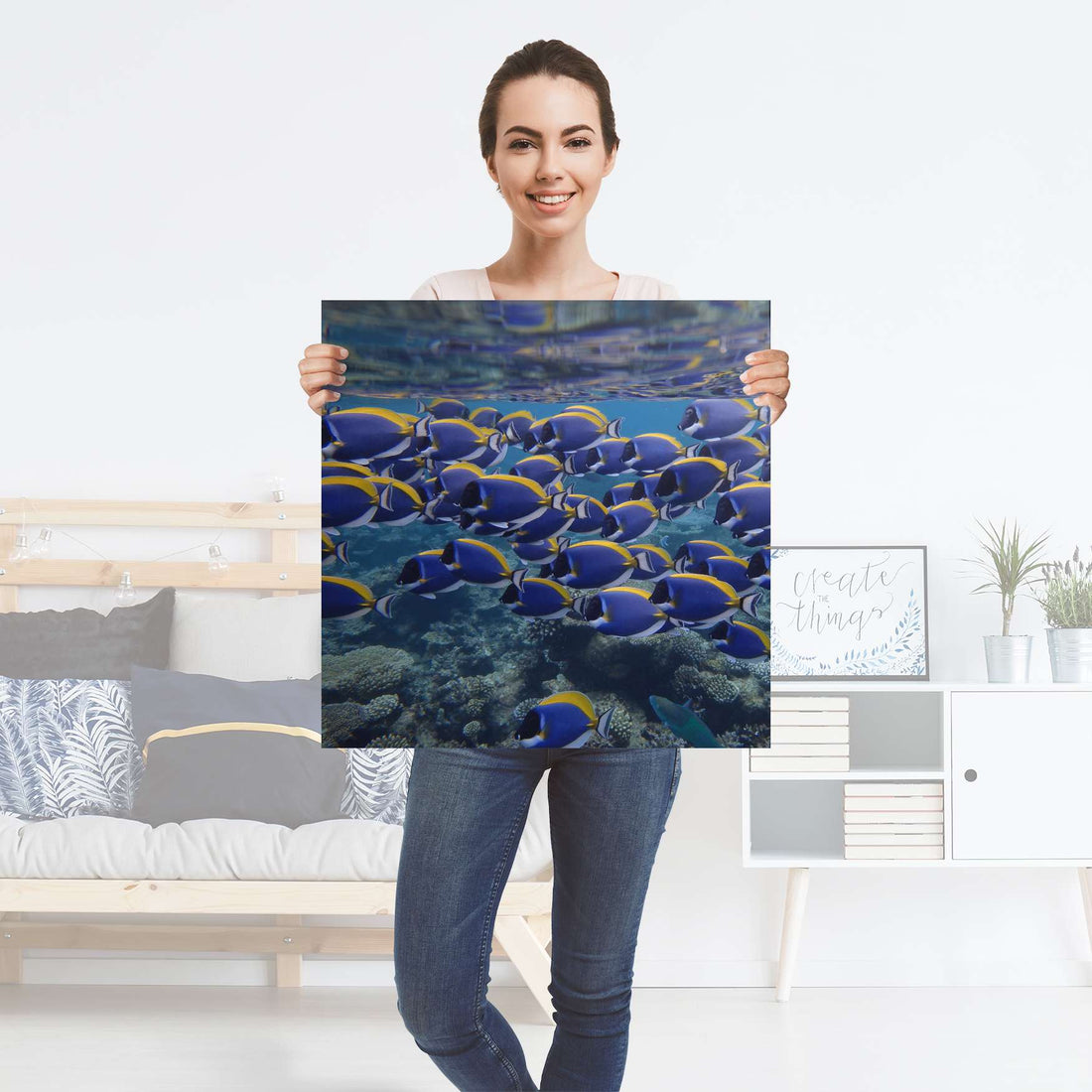 Selbstklebender Folienbogen Fish swarm - Größe: 60x60 cm