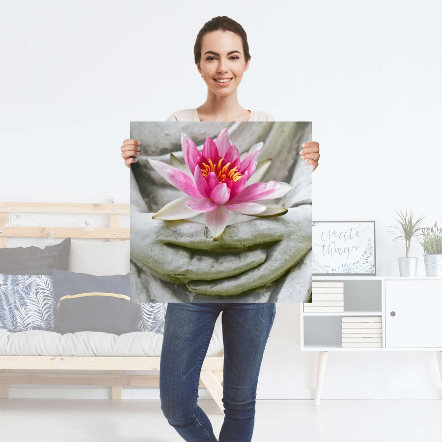 Selbstklebender Folienbogen Flower Buddha - Größe: 60x60 cm