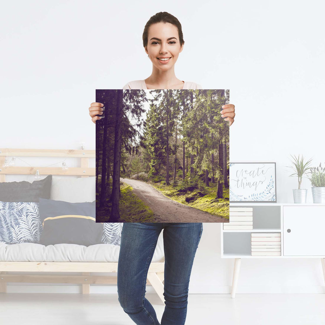 Selbstklebender Folienbogen Forest Walk - Größe: 60x60 cm