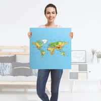 Selbstklebender Folienbogen Geografische Weltkarte - Größe: 60x60 cm