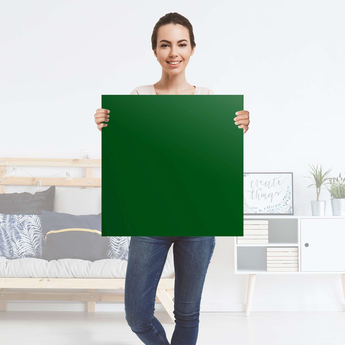 Selbstklebender Folienbogen Grün Dark - Größe: 60x60 cm