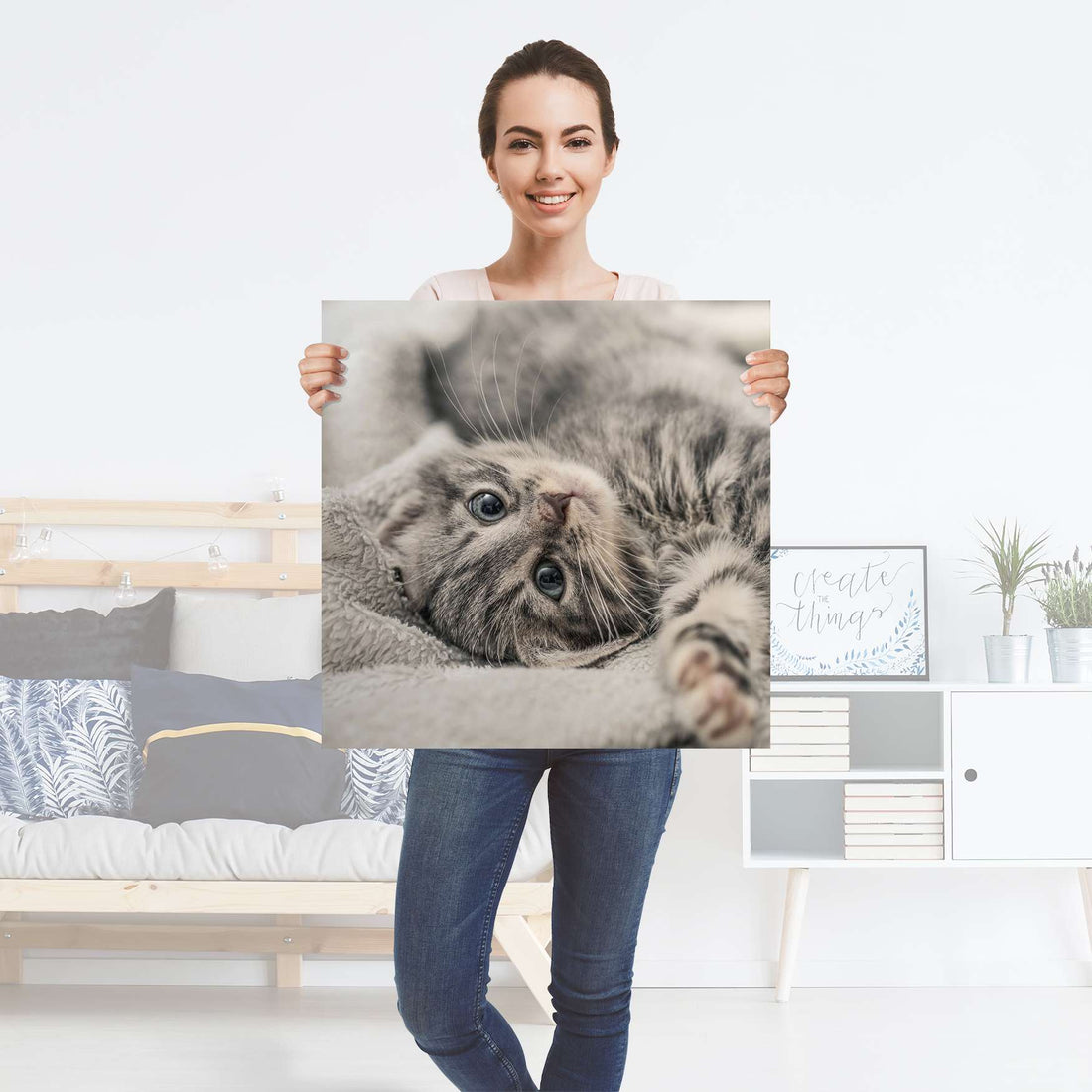 Selbstklebender Folienbogen Kitty the Cat - Größe: 60x60 cm